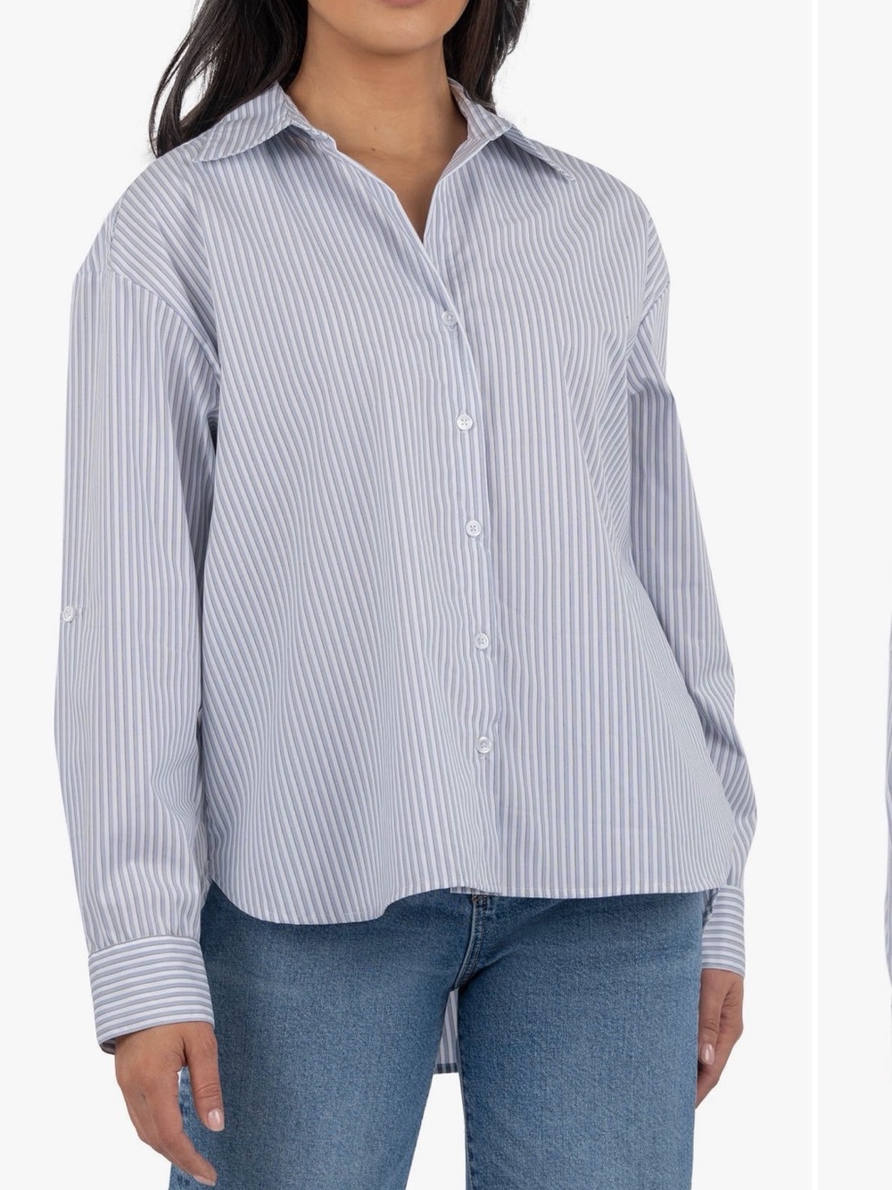 KUT from the Kloth Kaiya
Boyfriend Shirt | White Blue Stripe | M